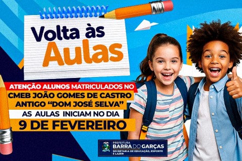 Volta às aulas: CMEB João Gomes de Castro inicia ano letivo em 9 de fevereiro