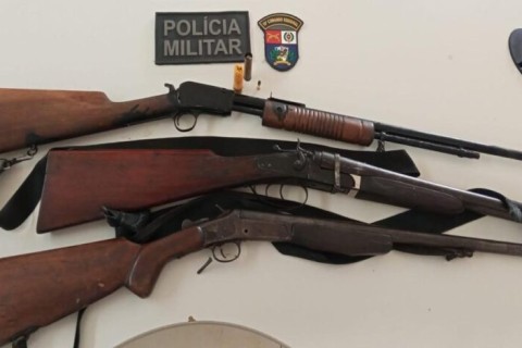 PM prende suspeito de furto e abate de gado e apreende três armas de fogo em distrito no Araguaia