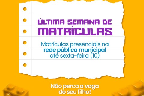 Matrículas na educação municipal de Barra do Garças encerram na próxima sexta-feira (10)