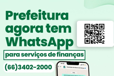 Prefeitura de Barra do Garças disponibiliza WhatsApp para serviços de finanças