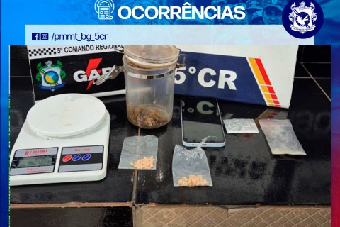 SUSPEITA DE TRÁFICO É PRESA NO BAIRRO VILMAR PERES EM BARRA DO GARÇAS